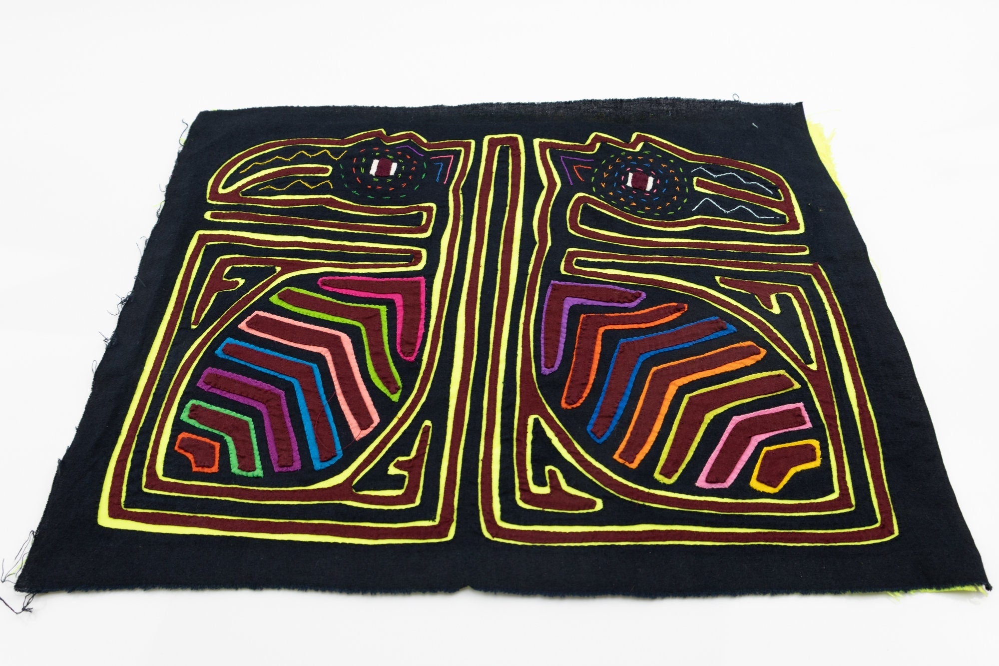 Hand Stitch Palm Frond Bird Panama Mola Textile