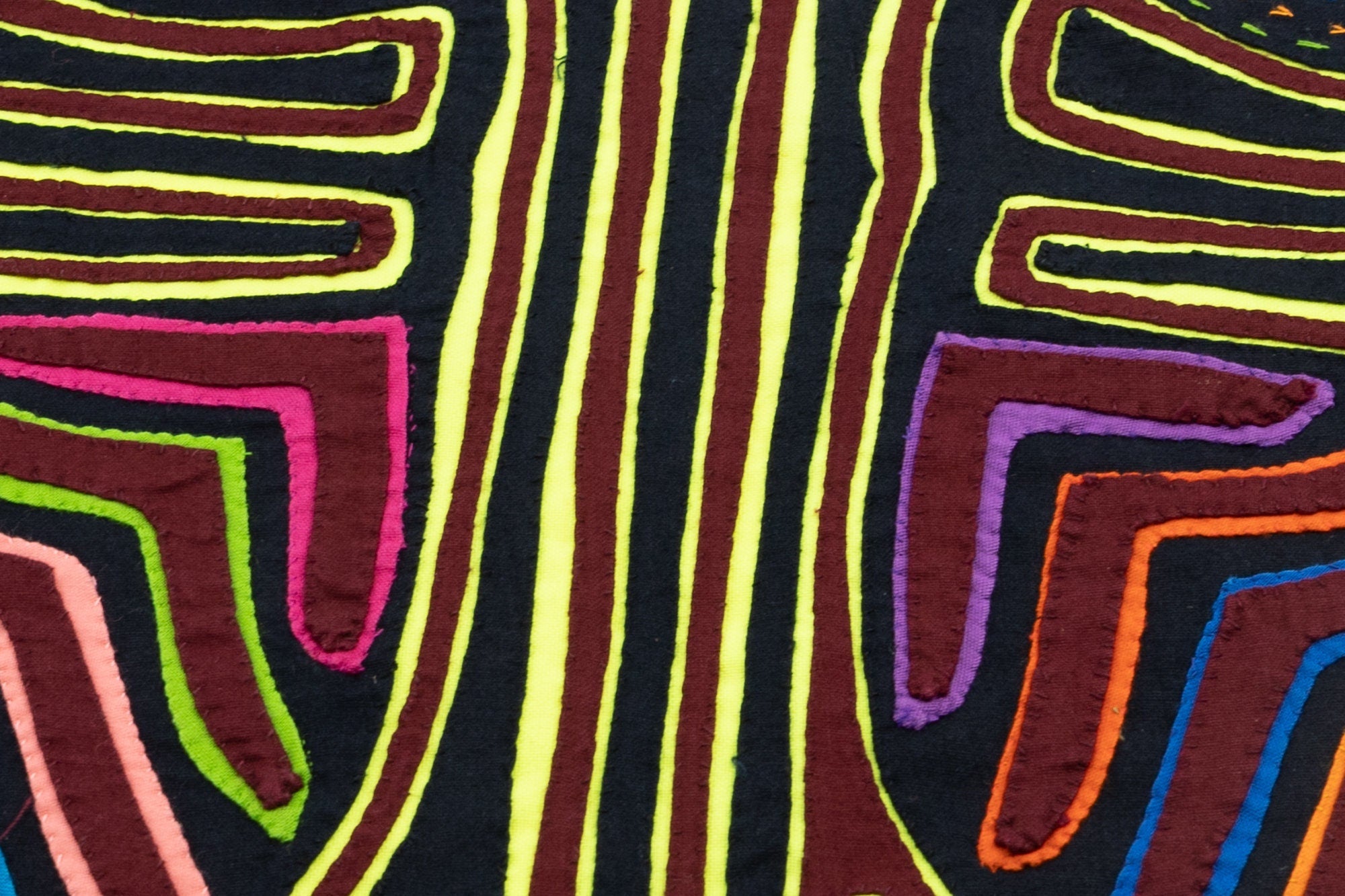 Hand Stitch Palm Frond Bird Panama Mola Textile