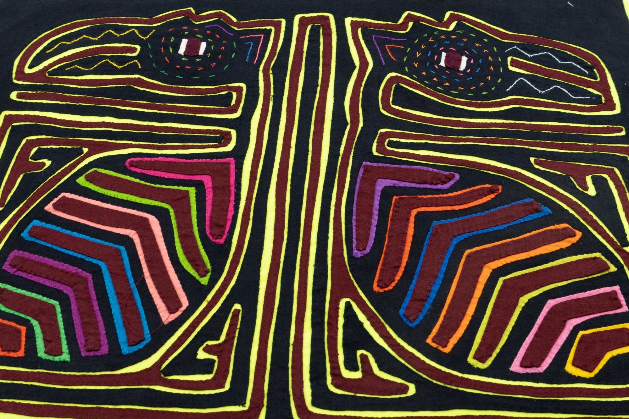 Hand Stitch Palm Frond Bird Panama Mola Textile
