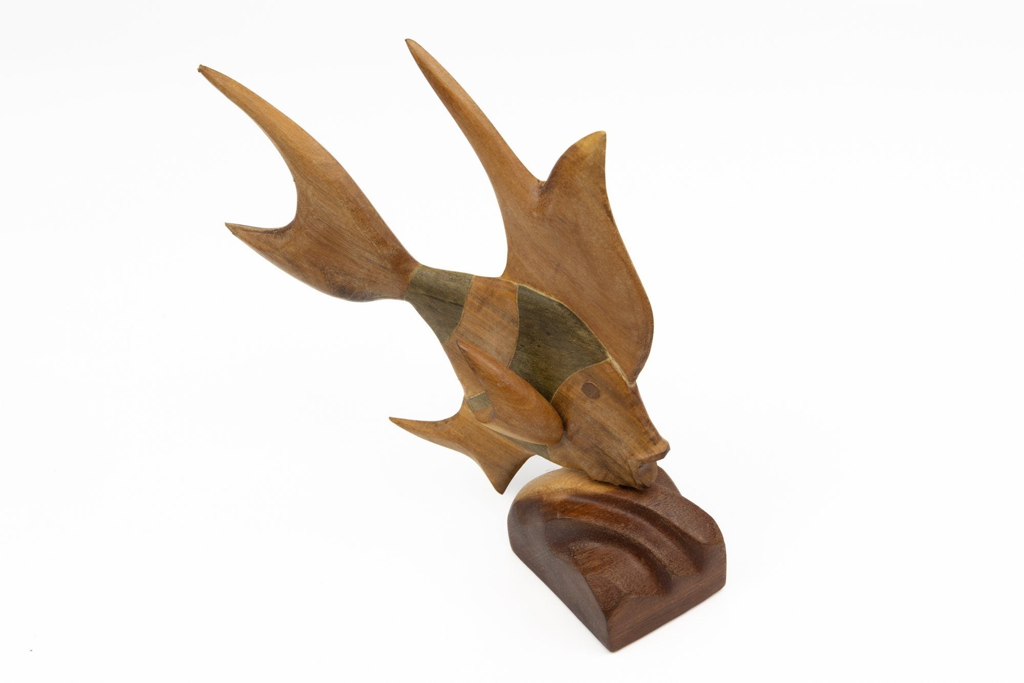Tropical Fish Hand Carved Wood Sculpture