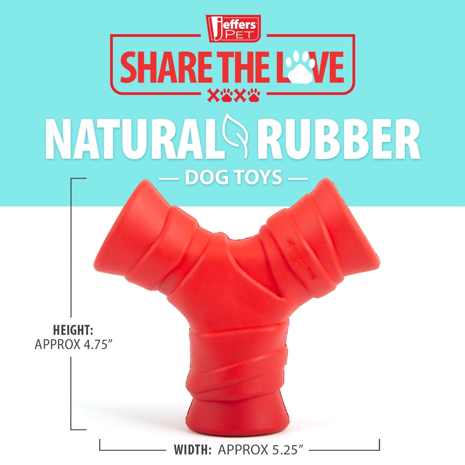 Jeffers Red "Y" Natural Rubber Dental Dog Chew Toy for Medium Chewers