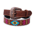 Rafter T Women's Painted Aztec & Silver Stitch Leather Belt