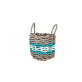 Lobster Rope Basket Tan and Seafoam, Teal Accents